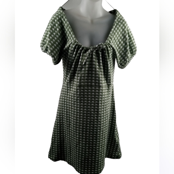 Madewell Dresses & Skirts - Madewell Gingham Check Jacquard Puff Sleeve Minidress Small